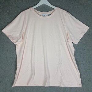 NEW Denim & Co T-Shirt Womens 2X Striped Casual Lounge Lightweight Basic Blush